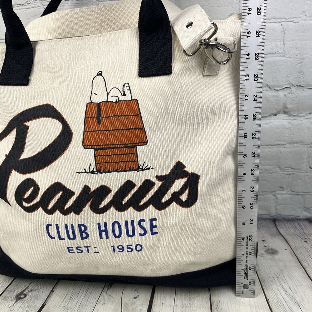 Peanuts Club House Tote Bag Snoopy Doghouse Classic Comic Canvas Carryall - Picture 10 of 11